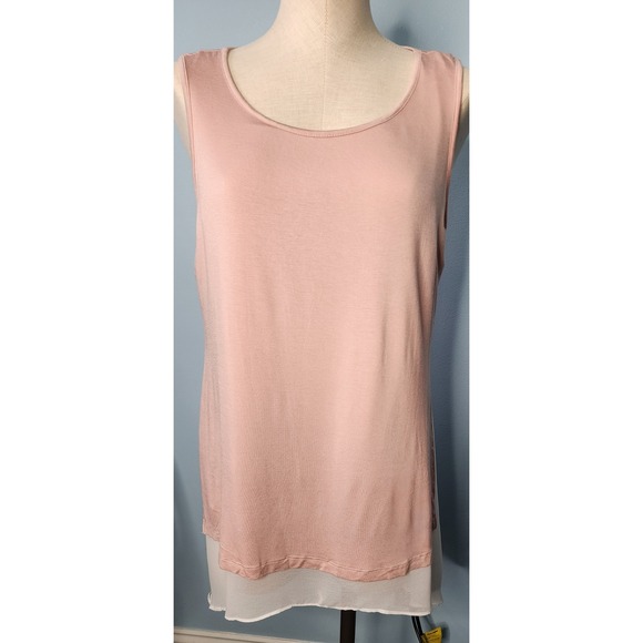 Worthington Tops - Worthington Tank Top Womens Large Soft Pink Double Layer Chiffon Sharkbite Hem